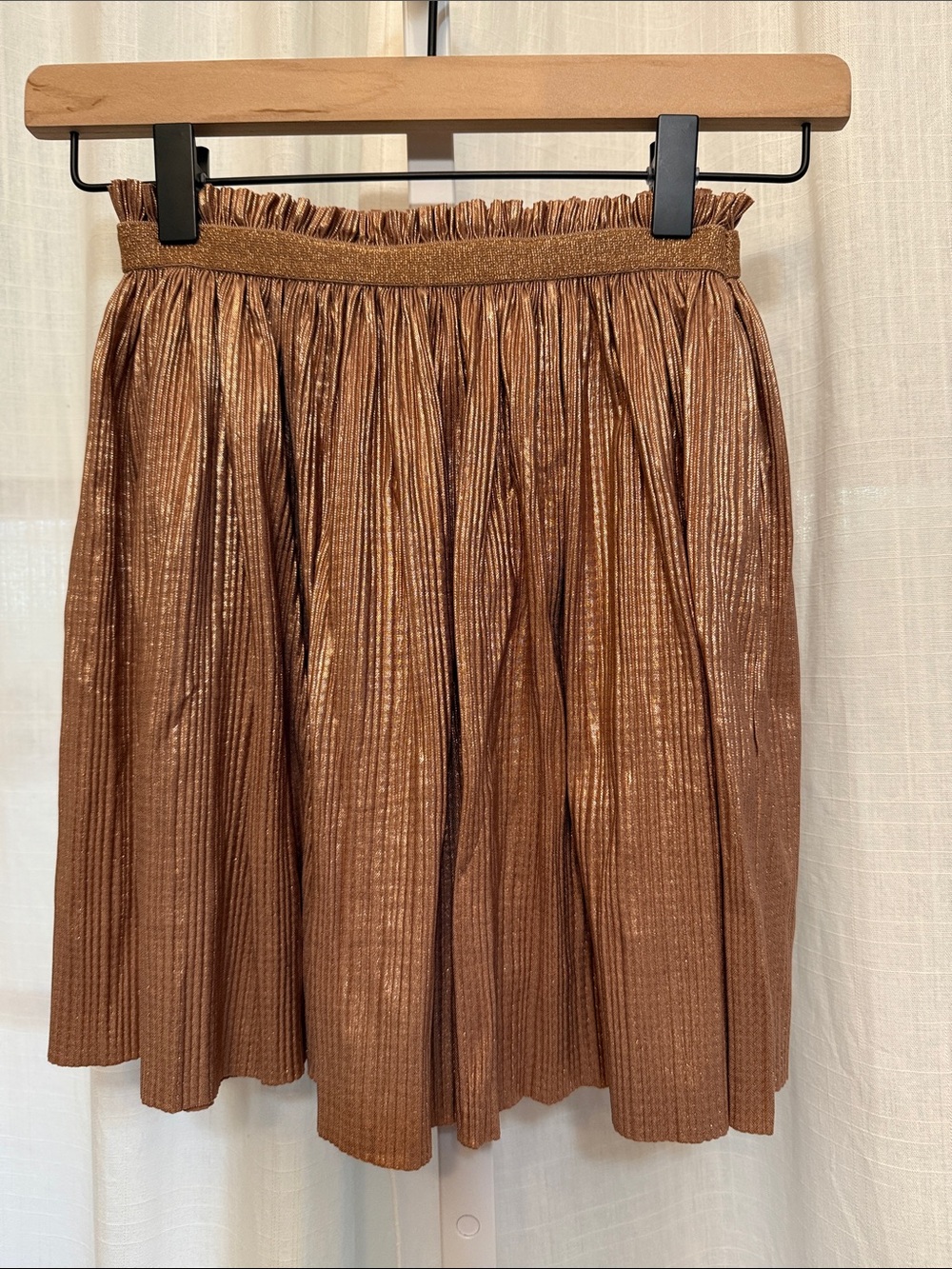 Girls Zara Metallic Copper Pleated Skirt